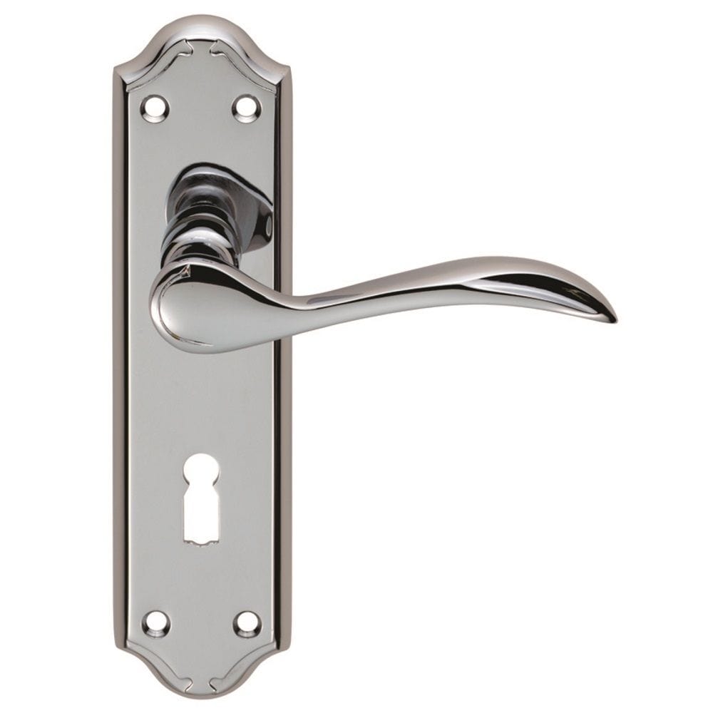 Carlisle Brass Door Furniture Polished Chrome / Std. Lock Handles Carlisle Brass - Madrid Lever on Lock Backplate - Polished Chrome