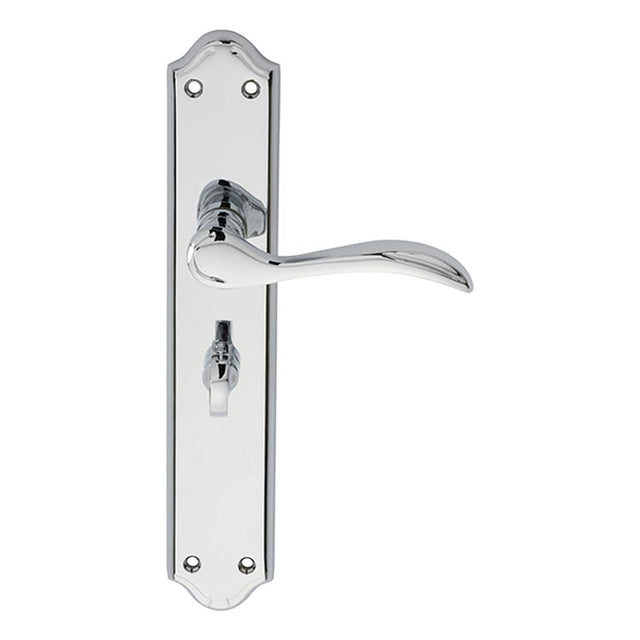 Carlisle Brass Door Furniture Polished Chrome / Bathroom Lock Handles Carlisle Brass - Madrid Lever on Long WC Backplate - Polished Chrome