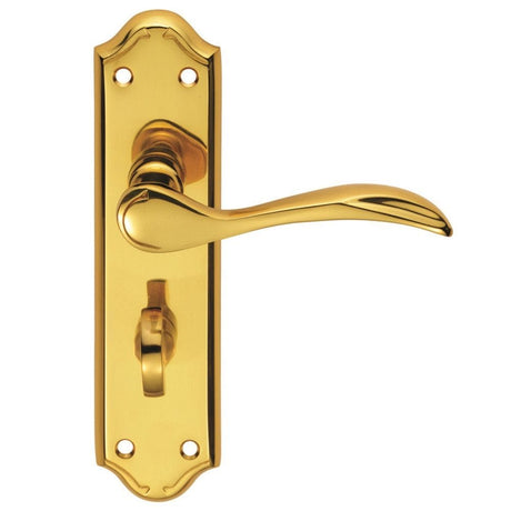 Carlisle Brass Door Furniture Polished Brass / Bathroom Lock Handles Carlisle Brass - Madrid Lever on WC Backplate - Polished Brass