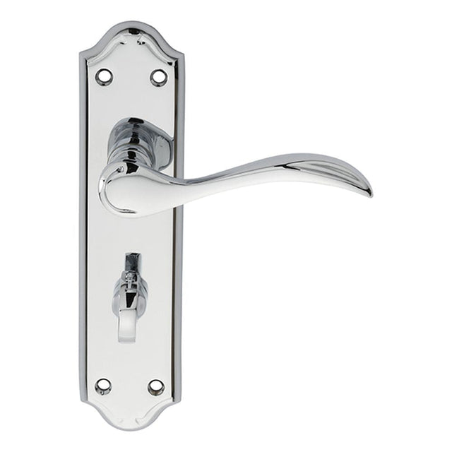 Carlisle Brass Door Furniture Polished Chrome / Bathroom Lock Handles Carlisle Brass - Madrid Lever on WC Backplate - Polished Chrome