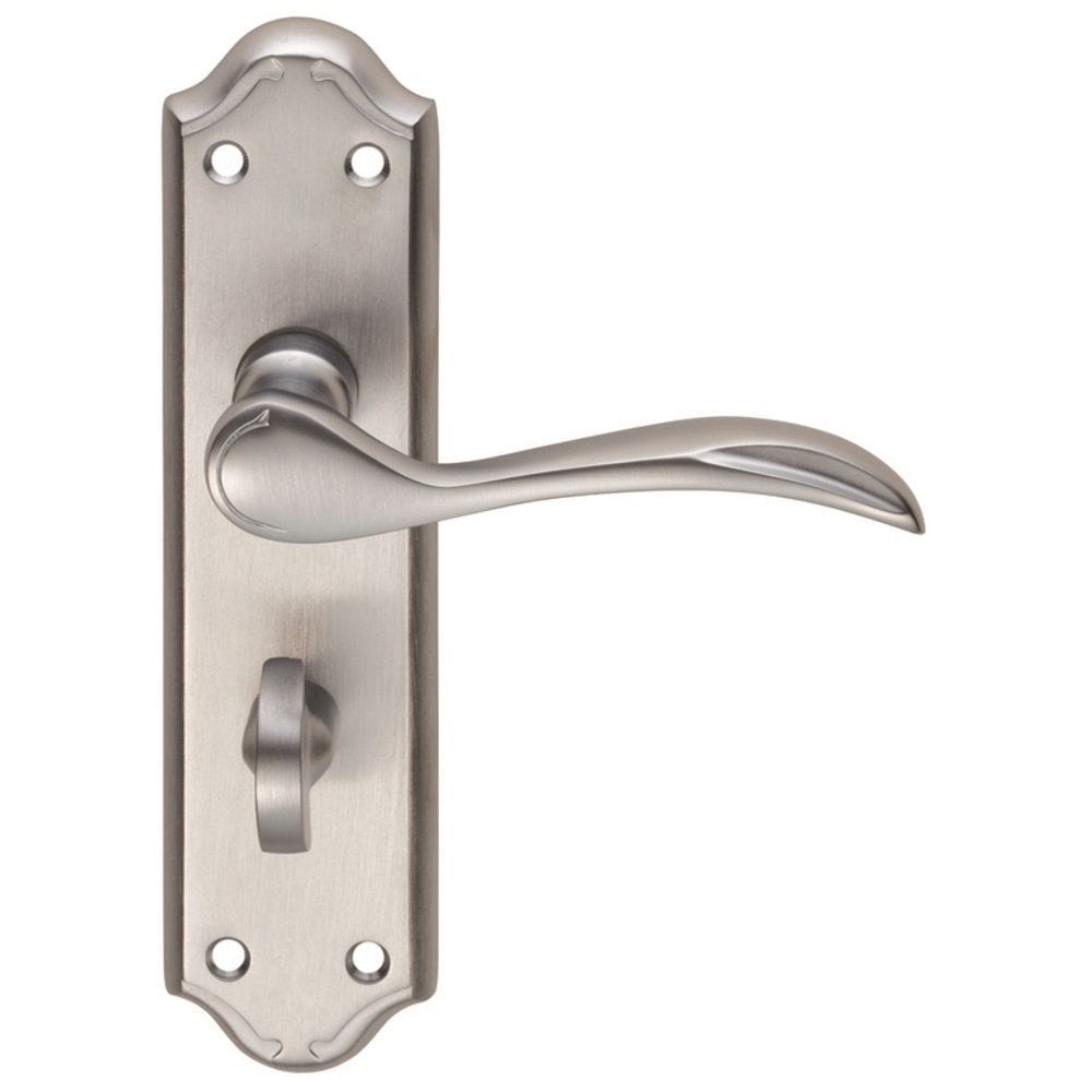 Carlisle Brass Door Furniture Satin Chrome / Bathroom Lock Handles Carlisle Brass - Madrid Lever on WC Backplate - Satin Chrome