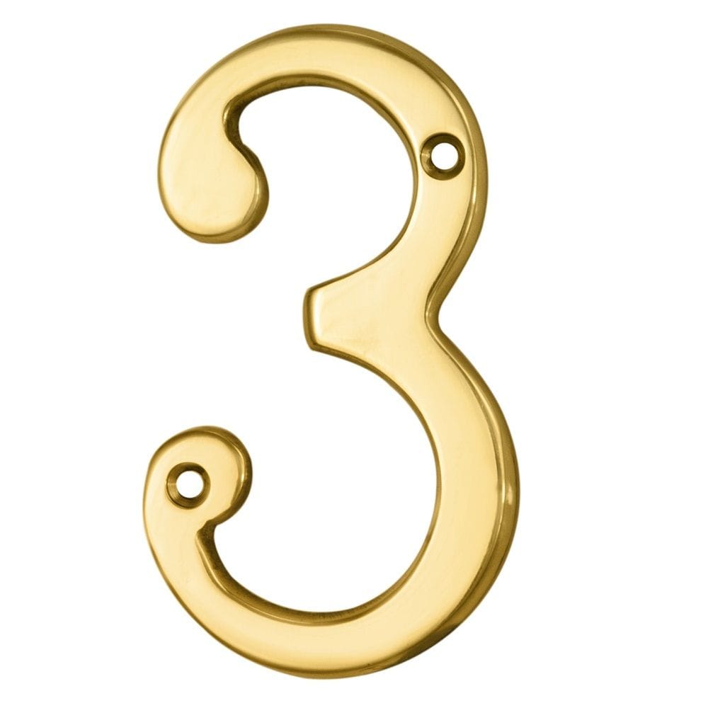 Carlisle Brass Door Furniture Polished Brass / Numerals / 9 Carlisle Brass - Numerals (0-9) Number 3 - Polished Brass