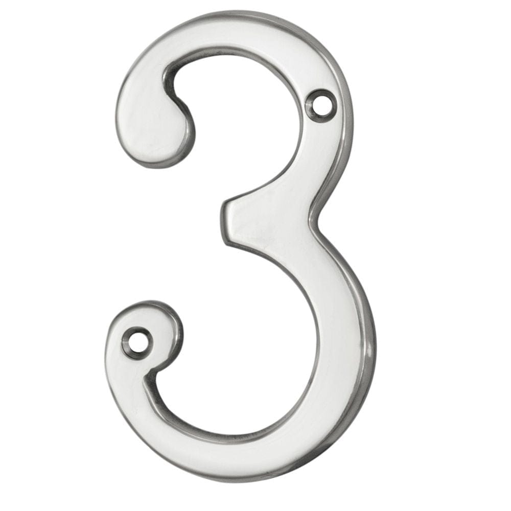 Carlisle Brass Door Furniture Polished Chrome / Numerals / 9 Carlisle Brass - Numerals (0-9) Number 3 - Polished Chrome