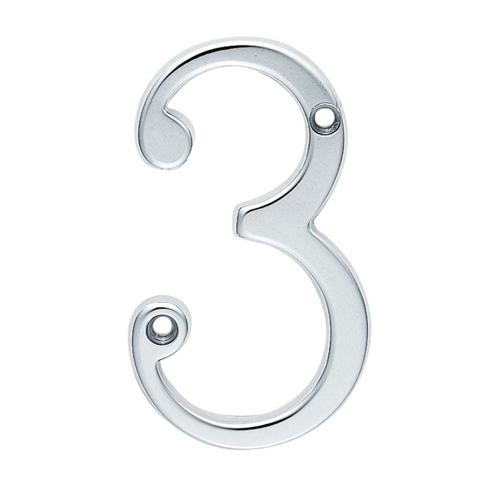 Carlisle Brass Door Furniture Satin Chrome / Numerals / 9 Carlisle Brass - Numerals (0-9) Number 3 - Satin Chrome