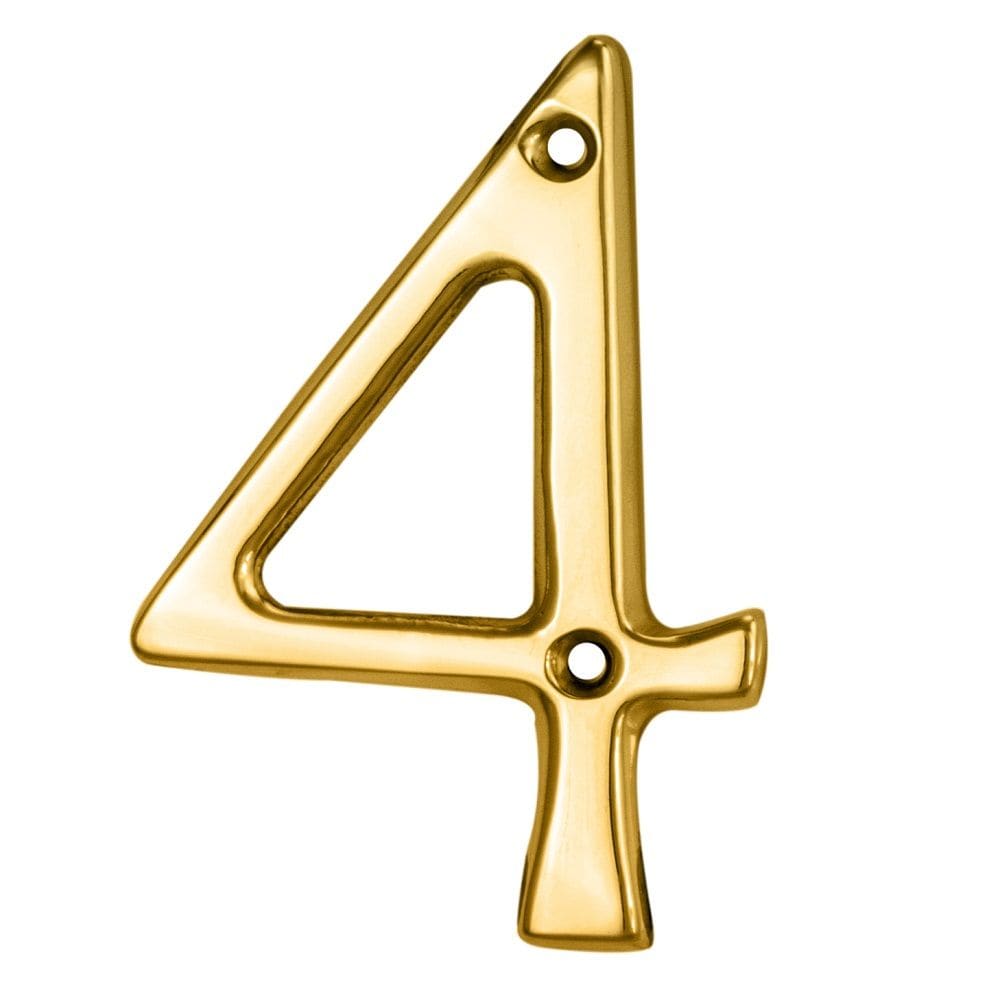 Carlisle Brass Door Furniture Stainless Brass / Numerals / 4 Carlisle Brass - Numerals (0-9) Number 4 - Stainless Brass