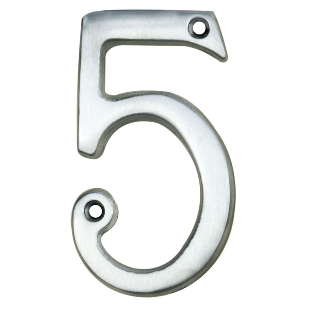 Carlisle Brass Door Furniture Satin Chrome / Numerals / 9 Carlisle Brass - Numerals (0-9) Number 5 - Satin Chrome