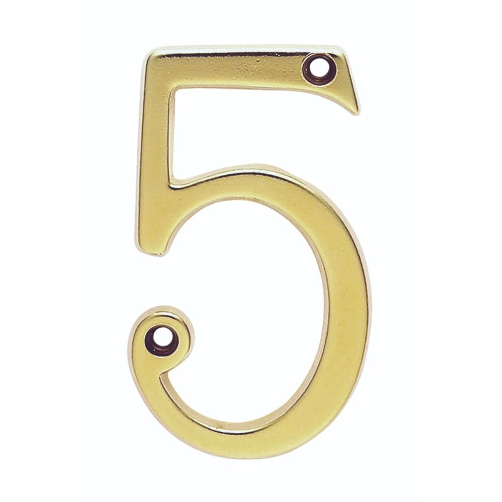 Carlisle Brass Door Furniture Stainless Brass / Numerals / 5 Carlisle Brass - Numerals (0-9) Number 5 - Stainless Brass