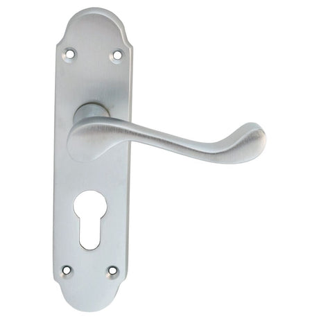 Carlisle Brass Door Furniture Satin Chrome / Euro Profile Lock Handles Carlisle Brass - Oakley Lever on Euro Lock Backplate - Satin Chrome