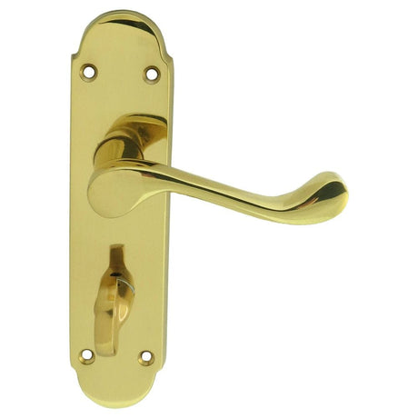Carlisle Brass Door Furniture Polished Brass / Bathroom Lock Handles Carlisle Brass - Oakley Lever on WC Backplate - Polished Brass