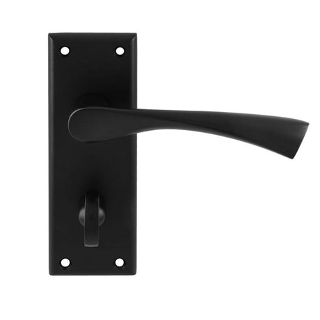 Carlisle Brass Door Furniture Matt Black / Bathroom Lock Handles Carlisle Brass - Serozzetta Venti Lever on Bathroom Backplate - Matt Black