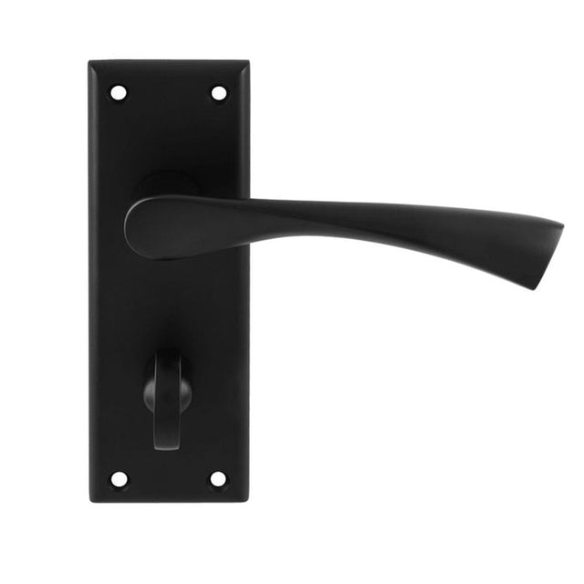Carlisle Brass Door Furniture Matt Black / Bathroom Lock Handles Carlisle Brass - Serozzetta Venti Lever on Bathroom Backplate - Matt Black