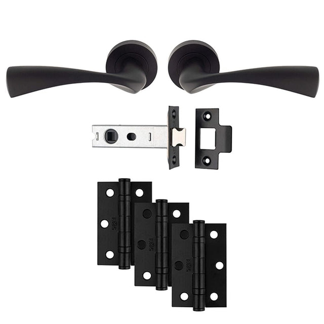 Carlisle Brass Door Furniture Matt Black / Handles, Hinges and Latch Pack Carlisle Brass - Sintra Latch Pack - Ultimate Door Pack - Matt Black