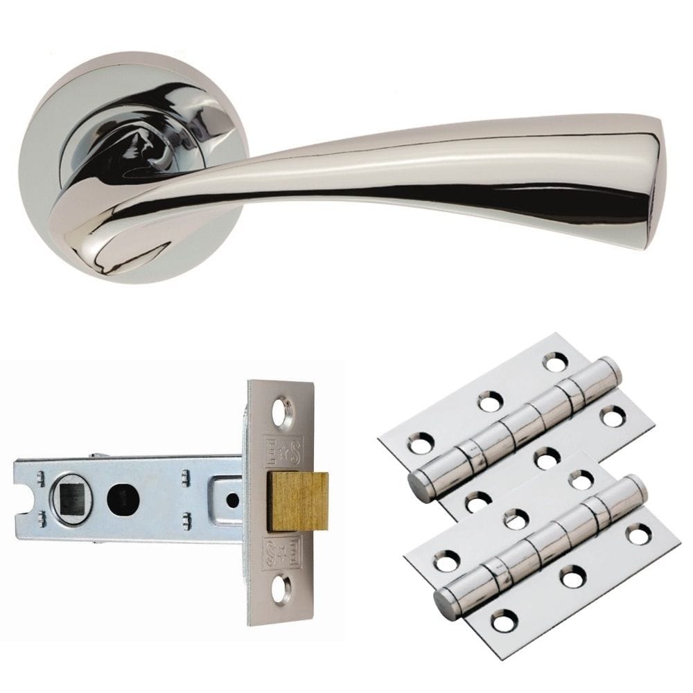 Carlisle Brass Door Furniture Polished Chrome / Handles, Hinges and Latch Pack Carlisle Brass - Sintra Lever on Rose Latch Pack - Polished Chrome