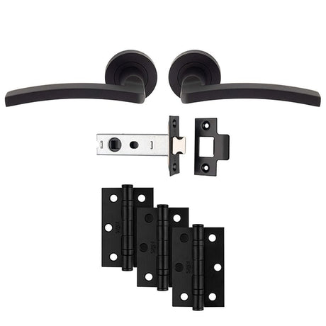 Carlisle Brass Door Furniture Matt Black / Handles, Hinges and Latch Pack Carlisle Brass - Tavira Latch Pack - Ultimate Door Pack - Matt Black