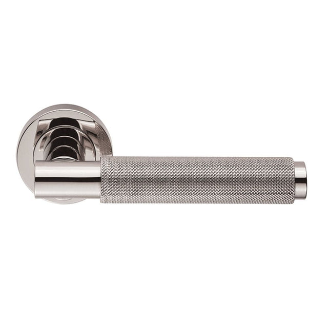 Carlisle Brass Door Furniture Polished Nickel / Round Rose Carlisle Brass - Varese Knurled Lever on Rose - Polished Nickel