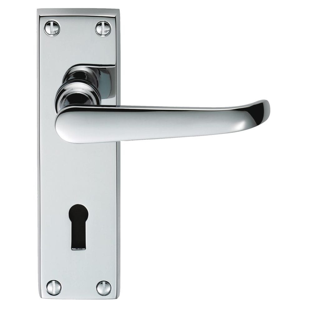 Carlisle Brass Door Furniture Polished Chrome / Std. Lock Handles Carlisle Brass - Victorian Ascot Lever on Lock Backplate - Polished Chrome