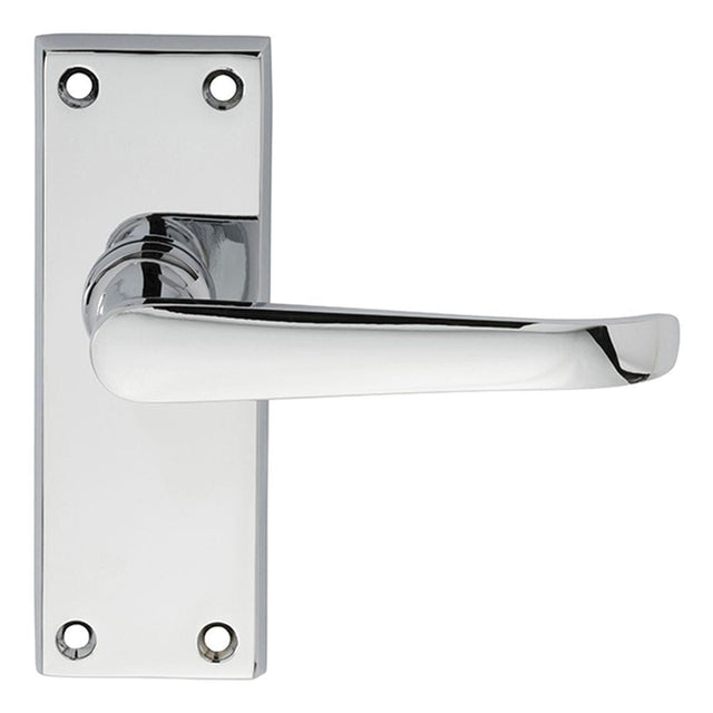 Carlisle Brass Door Furniture Polished Chrome / Latch Handles Carlisle Brass - Victorian Ascot Lever on Short Latch Backplate - Polished Chrom