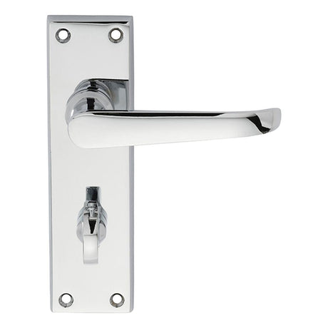 Carlisle Brass Door Furniture Polished Chrome / Bathroom Lock Handles Carlisle Brass - Victorian Ascot Lever on WC Backplate - Polished Chrome