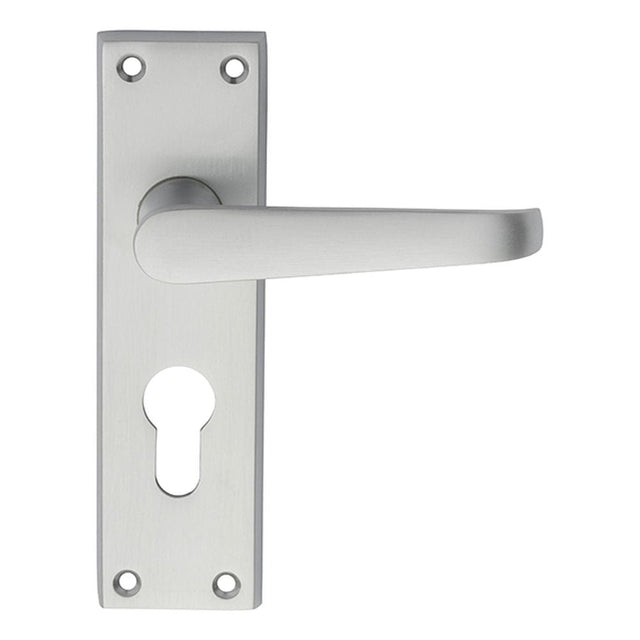 Carlisle Brass Door Furniture Satin Chrome / Euro Profile Lock Handles Carlisle Brass - Victorian Lever on Euro Lock Backplate - Satin Chrome