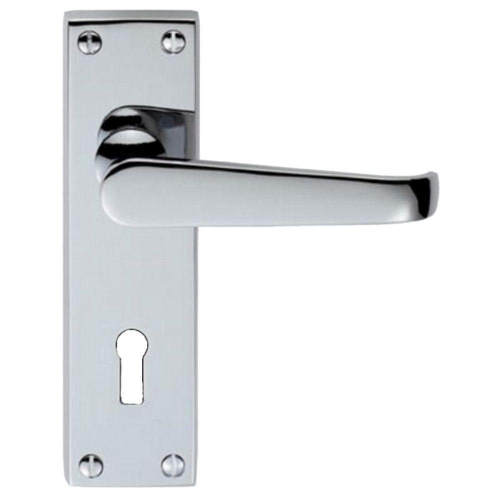 Carlisle Brass Door Furniture Polished Chrome / Std. Lock Handles Carlisle Brass - Victorian Lever on Lock Backplate - Polished Chrome