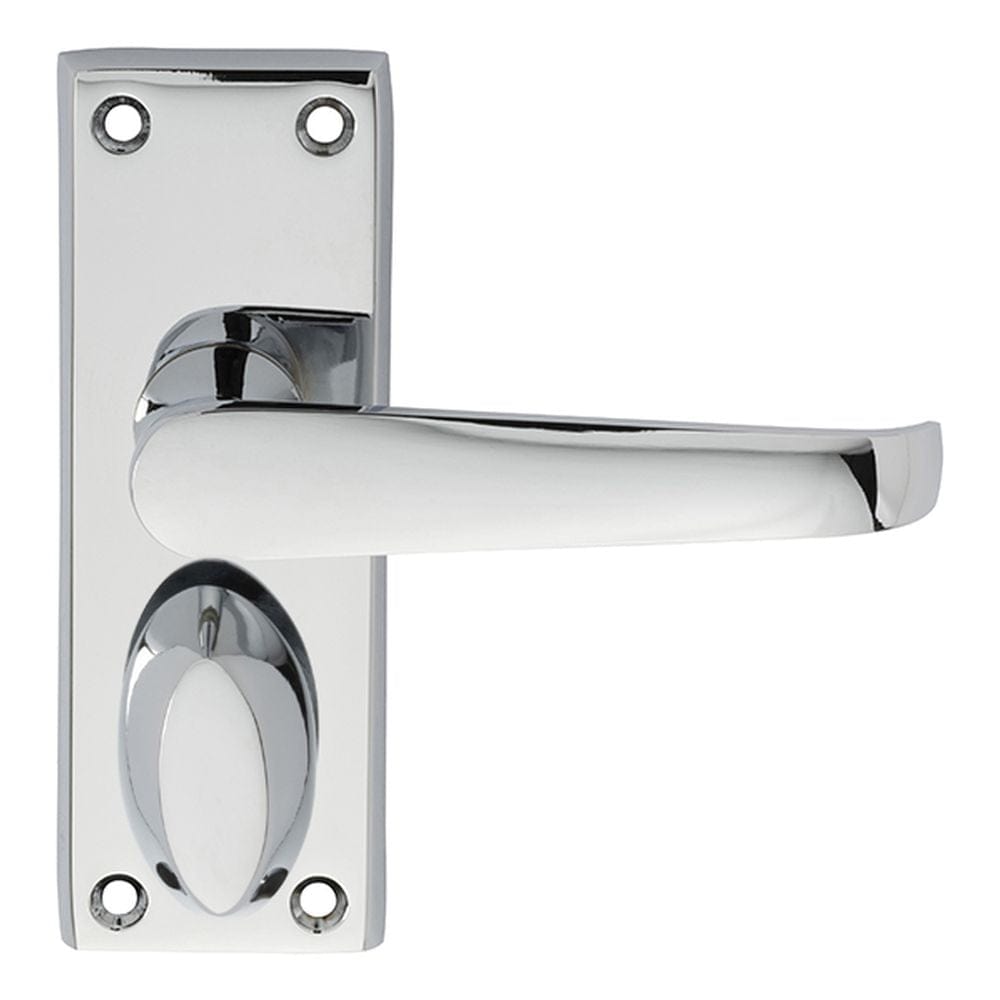 Carlisle Brass Door Furniture Polished Chrome / Privacy Handles Carlisle Brass - Victorian Lever on Privacy Backplate - Polished Chrome