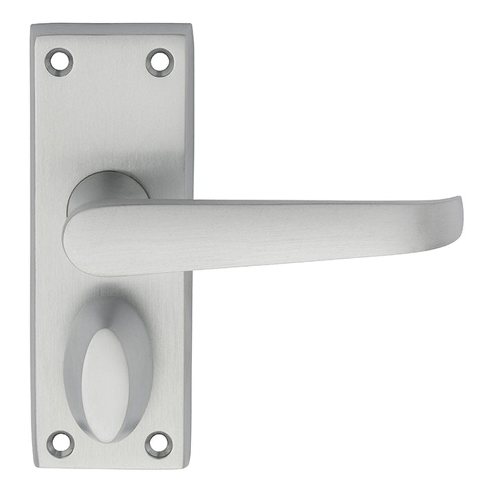 Carlisle Brass Door Furniture Satin Chrome / Privacy Handles Carlisle Brass - Victorian Lever on Privacy Backplate - Satin Chrome