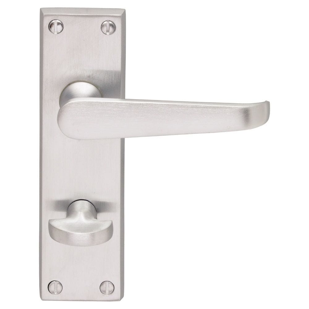 Carlisle Brass Door Furniture Satin Chrome / Bathroom Lock Handles Carlisle Brass - Victorian Lever on WC Bathroom Backplate - Satin Chrome