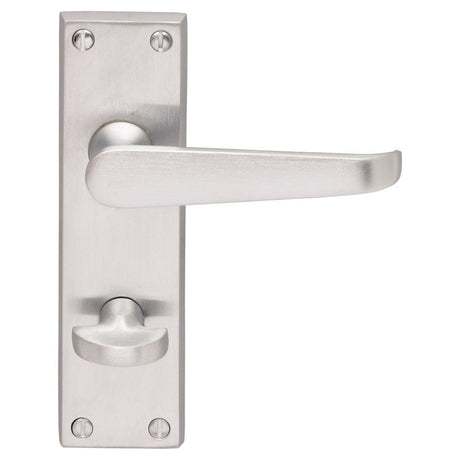 Carlisle Brass Door Furniture Satin Chrome / Bathroom Lock Handles Carlisle Brass - Victorian Lever on WC Bathroom Backplate - Satin Chrome