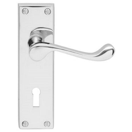 Carlisle Brass Door Furniture Polished Chrome / Std. Lock Handles Carlisle Brass - Victorian Scroll Lever on Lock Backplate - Polished Chrome