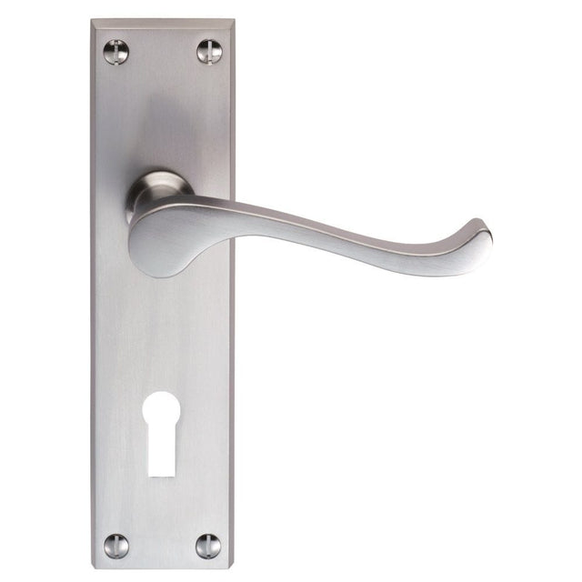 Carlisle Brass Door Furniture Satin Chrome / Std. Lock Handles Carlisle Brass - Victorian Scroll Lever on Lock Backplate - Satin Chrome
