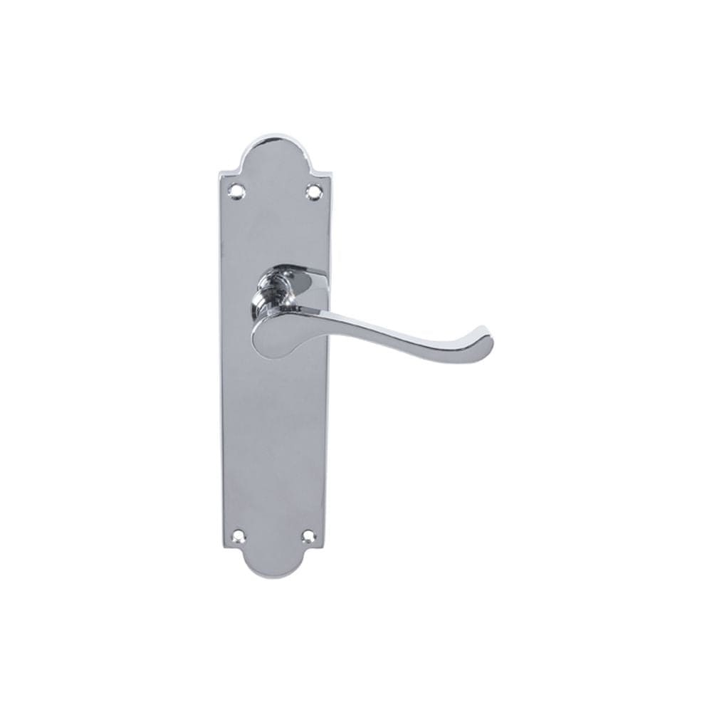 Carlisle Brass Door Furniture Polished Chrome / Latch Handles Carlisle Brass - Victorian Scroll Lever On Shaped Backplate - Latch (Contract Ra