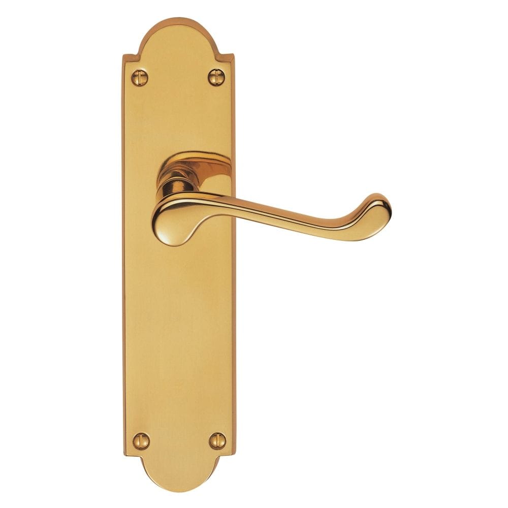 Carlisle Brass Door Furniture Polished Brass / Latch Handles Carlisle Brass - Victorian Scroll Lever on Shaped Latch Backplate - Polished Bra