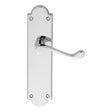 Carlisle Brass Door Furniture Polished Chrome / Latch Handles Carlisle Brass - Victorian Scroll Lever on Shaped Latch Backplate - Polished Chr