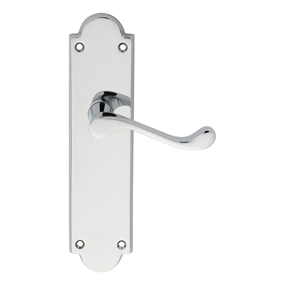 Carlisle Brass Door Furniture Polished Chrome / Latch Handles Carlisle Brass - Victorian Scroll Lever on Shaped Latch Backplate - Polished Chr