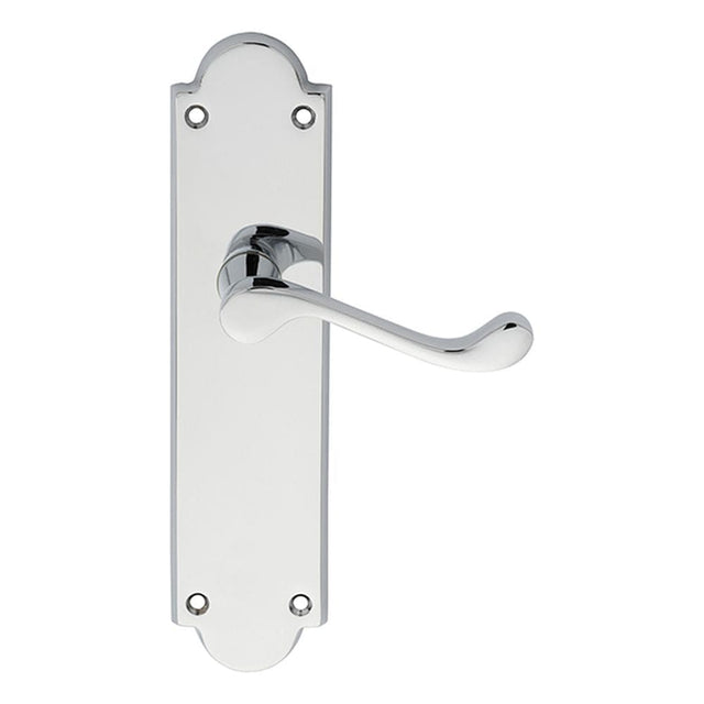 Carlisle Brass Door Furniture Polished Chrome / Latch Handles Carlisle Brass - Victorian Scroll Lever on Shaped Latch Backplate - Polished Chr