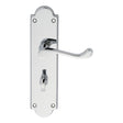Carlisle Brass Door Furniture Polished Chrome / Bathroom Lock Handles Carlisle Brass - Victorian Scroll Lever on Shaped WC Backplate - Polished Chrome