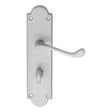 Carlisle Brass Door Furniture Satin Chrome / Bathroom Lock Handles Carlisle Brass - Victorian Scroll Lever on Shaped WC Backplate - Satin Chrome