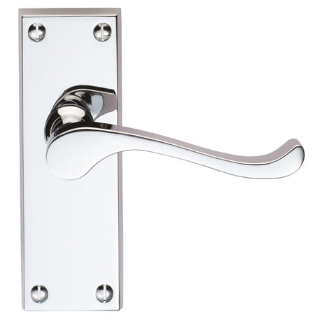 Carlisle Brass Door Furniture Polished Chrome / Latch Handles Carlisle Brass - Victorian Scroll Lever on Short Latch Backplate - Polished Chro