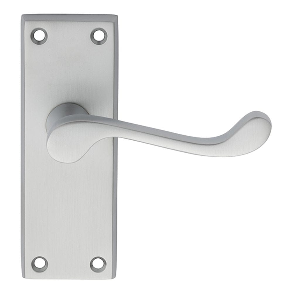 Carlisle Brass Door Furniture Satin Chrome / Latch Handles Carlisle Brass - Victorian Scroll Lever on Short Latch Backplate - Satin Chrome