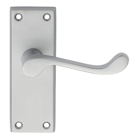 Carlisle Brass Door Furniture Satin Chrome / Latch Handles Carlisle Brass - Victorian Scroll Lever on Short Latch Backplate - Satin Chrome