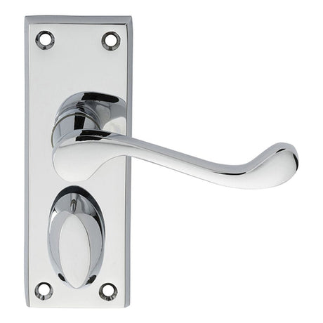 Carlisle Brass Door Furniture Polished Chrome / Privacy Handles Carlisle Brass - Victorian Scroll Lever on Short Privacy Backplate - Polished Ch