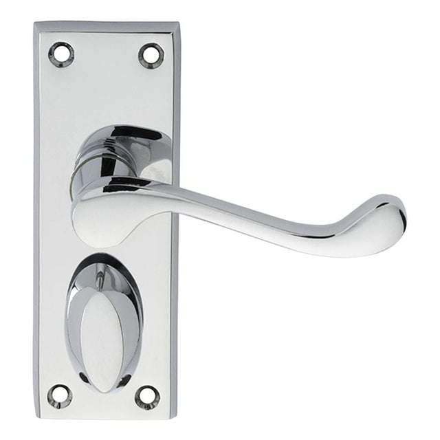 Carlisle Brass Door Furniture Polished Chrome / Privacy Handles Carlisle Brass - Victorian Scroll Lever on Short Privacy Backplate - Polished Ch
