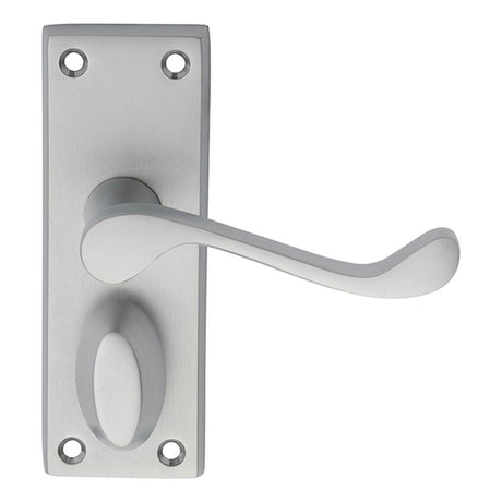 Carlisle Brass Door Furniture Satin Chrome / Privacy Handles Carlisle Brass - Victorian Scroll Lever on Short Privacy Backplate - Satin Chrom