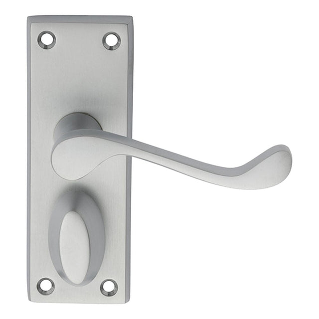 Carlisle Brass Door Furniture Satin Chrome / Privacy Handles Carlisle Brass - Victorian Scroll Lever on Short Privacy Backplate - Satin Chrom