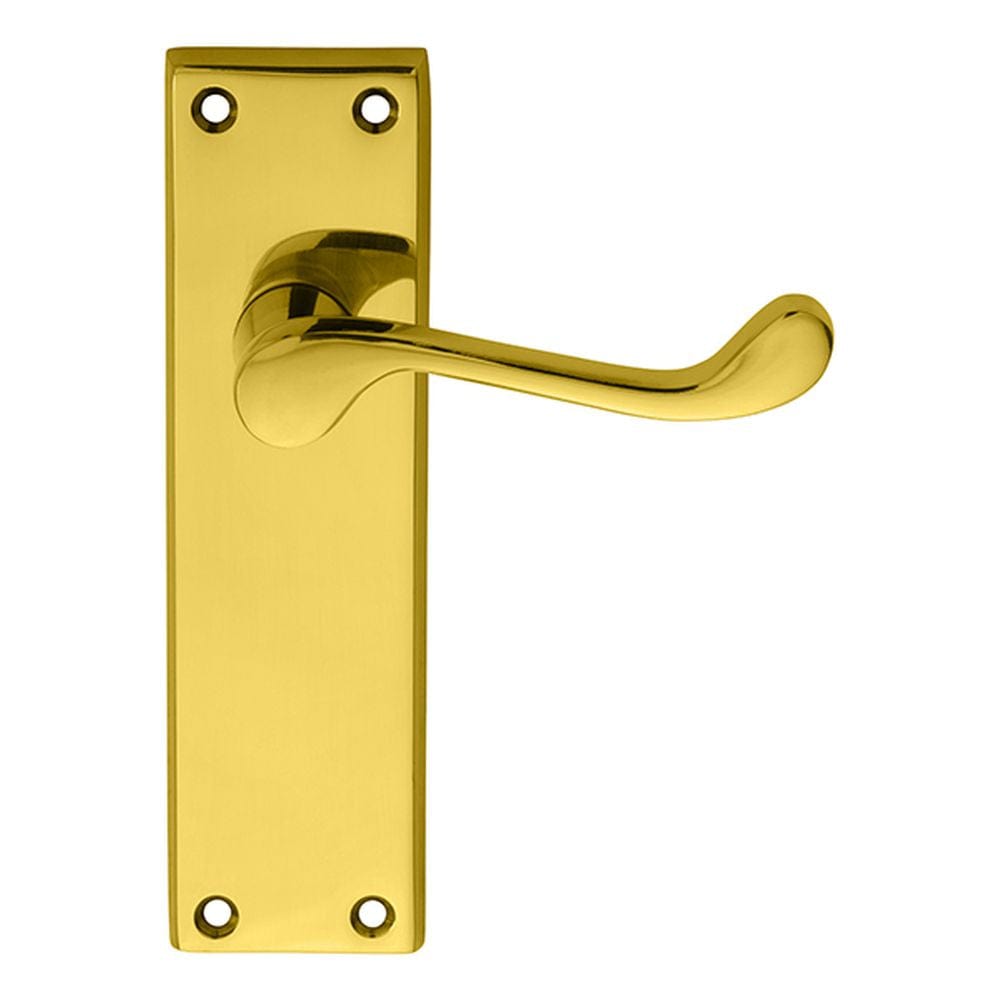 Carlisle Brass Door Furniture Polished Brass / Latch Handles Carlisle Brass - Victorian Scroll Lever on Sweedor Latch Backplate - Polished Br