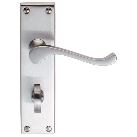 Carlisle Brass Door Furniture Satin Chrome / Bathroom Lock Handles Carlisle Brass - Victorian Scroll Lever on WC Backplate - Satin Chrome