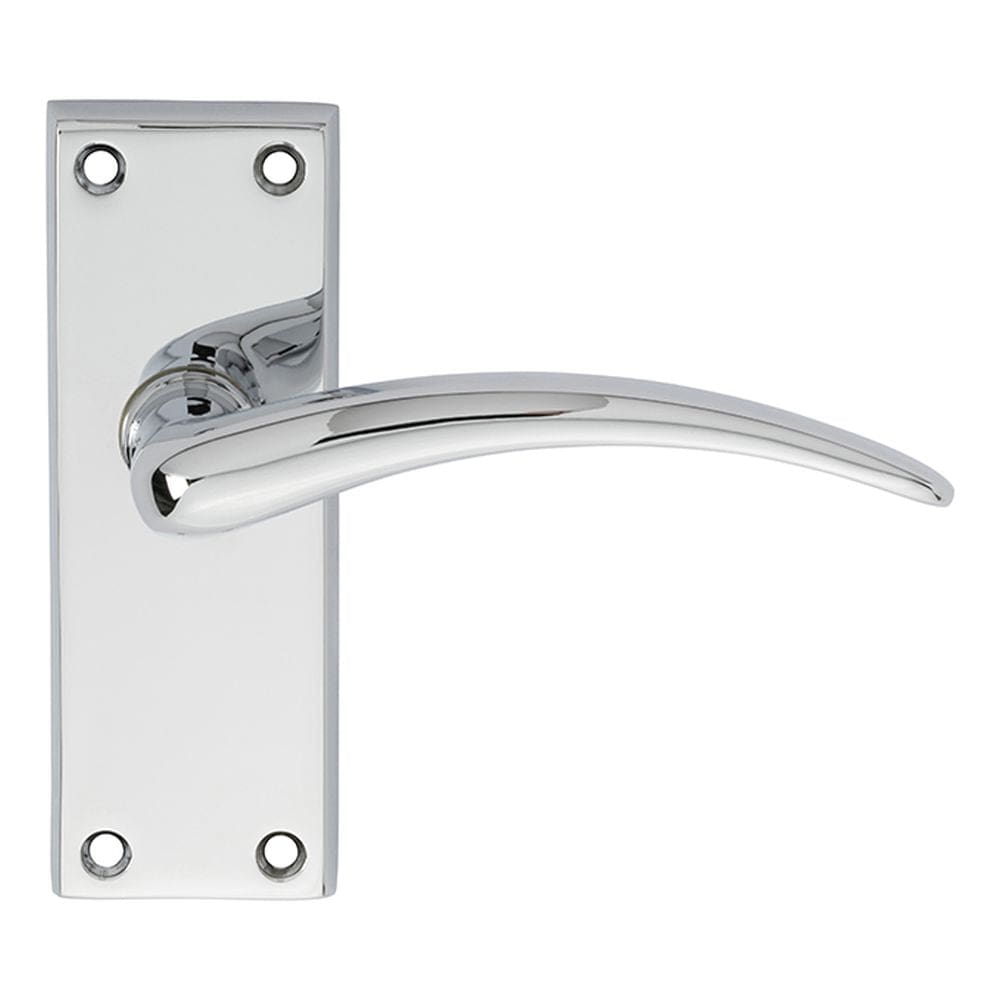 Carlisle Brass Door Furniture Polished Chrome / Latch Handles Carlisle Brass - Wing Lever on Short Latch Backplate - Polished Chrome