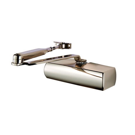 This is an image of a Eurospec - Plated Full Cover Overhead Door Closer SNP - Satin Nickel Plated that is availble to order from Trade Door Handles in Kendal.