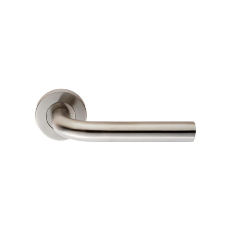 This is an image of a Eurospec - Spira Lever on 6mm Slim Fit Sprung Rose - Satin Stainless Steel that is availble to order from Trade Door Handles in Kendal.