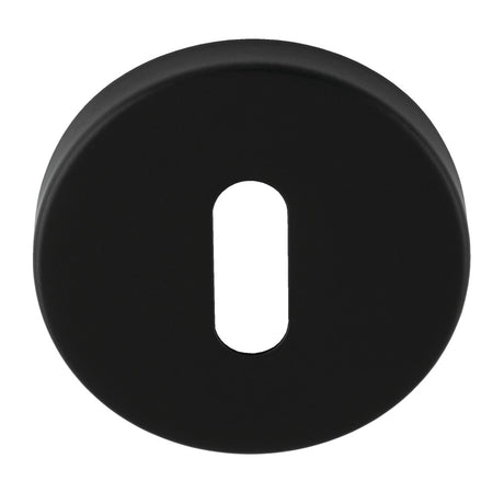 This is an image of a Eurospec - Standard Lock Escutcheon - Matt Black csp1005mb that is availble to order from Trade Door Handles in Kendal.